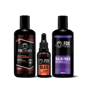 Kit Barba Completo Premium Fox For Men — shampoo, óleo e balm